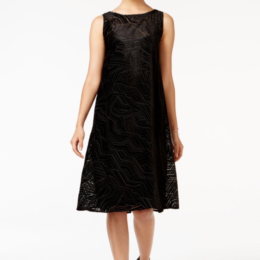 Alfani Velvet Burnout Fit & Flare Dress Black